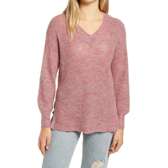 Vero Moda Womens Vilma Sweater XS Pink V-Neck Long Sleeve Tunic Ribbed NWT - Picture 1 of 10